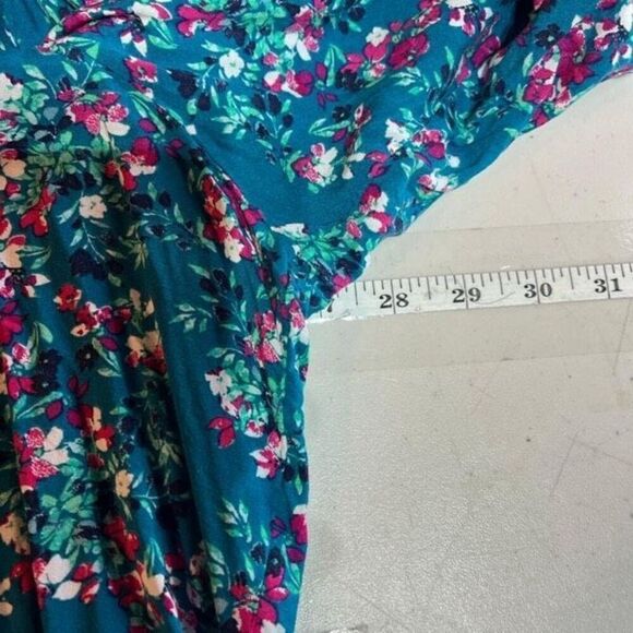 Woman Within Women's Floral Polka Dot V-Neck 3/4 Sleeve Blouse Top Blue Size 2X - Picture 9 of 9